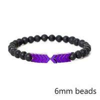 Thumbnail for Purple Chromatic Moonstone Arrows and Lava Stones Bracelet -