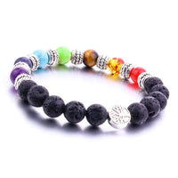 Thumbnail for Seven Chakras Tree of Life Lava Stone Essential Oil Bracelet -