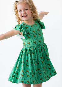 Thumbnail for Eclipse Kids - Flutter Sleeve Twirl Dress - Giraffes - SIZES 2T THRU 11/12 -