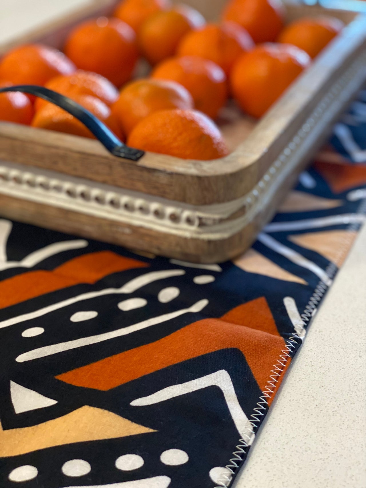 Sunsum - Handmade, Coffee Table Runner, Orange Bologan, Wax Print - 1 COLOR -