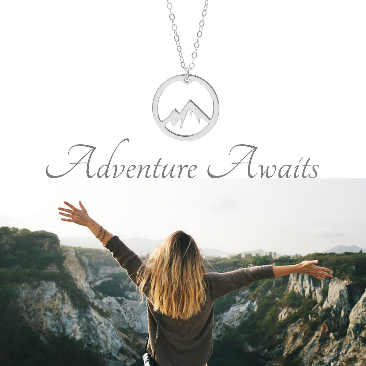 Sincerely Silver - Circle Mountain Necklace - A Sterling Silver Adventure Necklace -