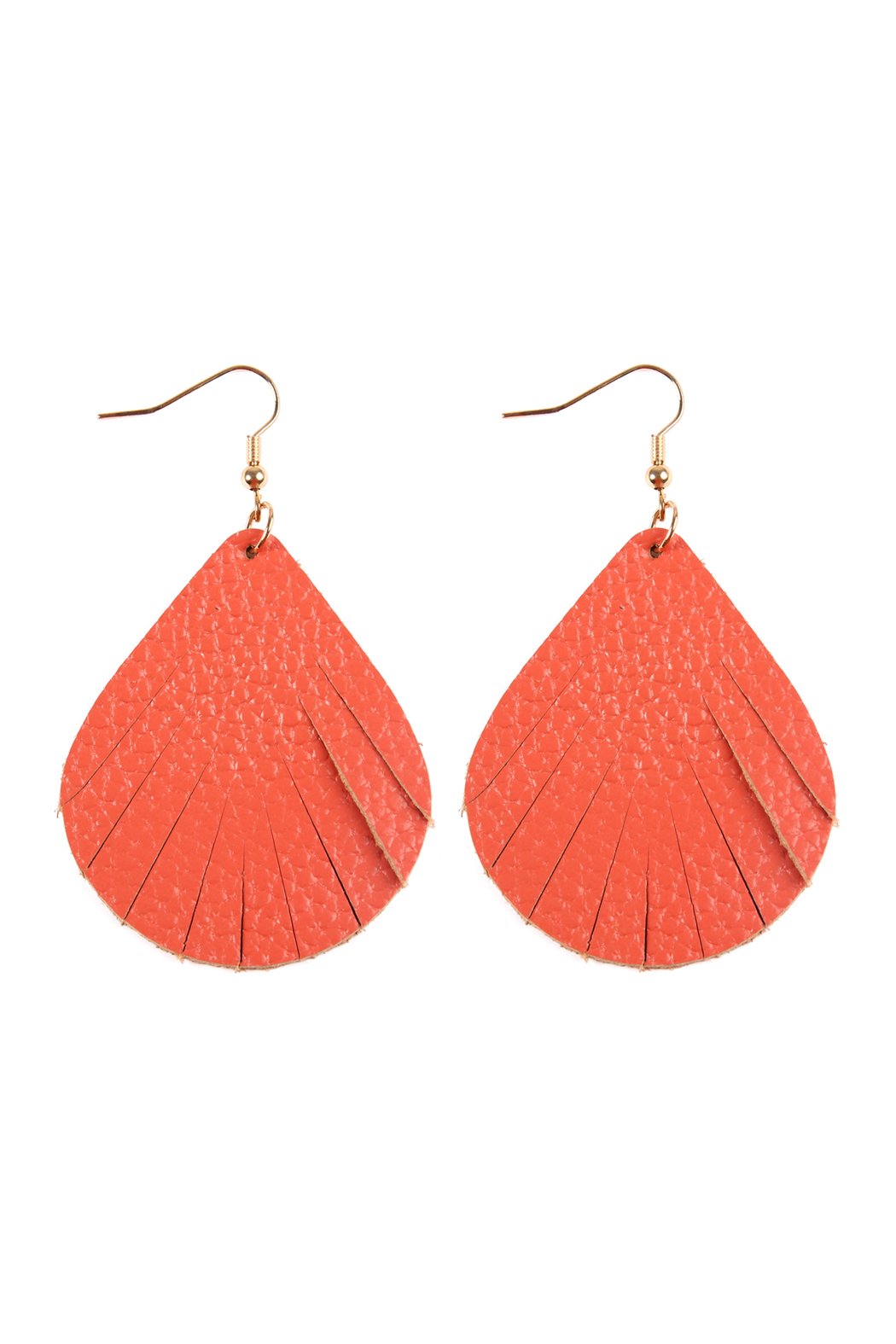 Fringed Pear Shaped Leather Earrings - 10 COLORS