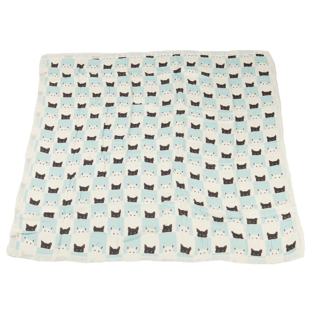 Peek-A-Boo Cats and White Bamboo Muslin Newcastle Blanket -