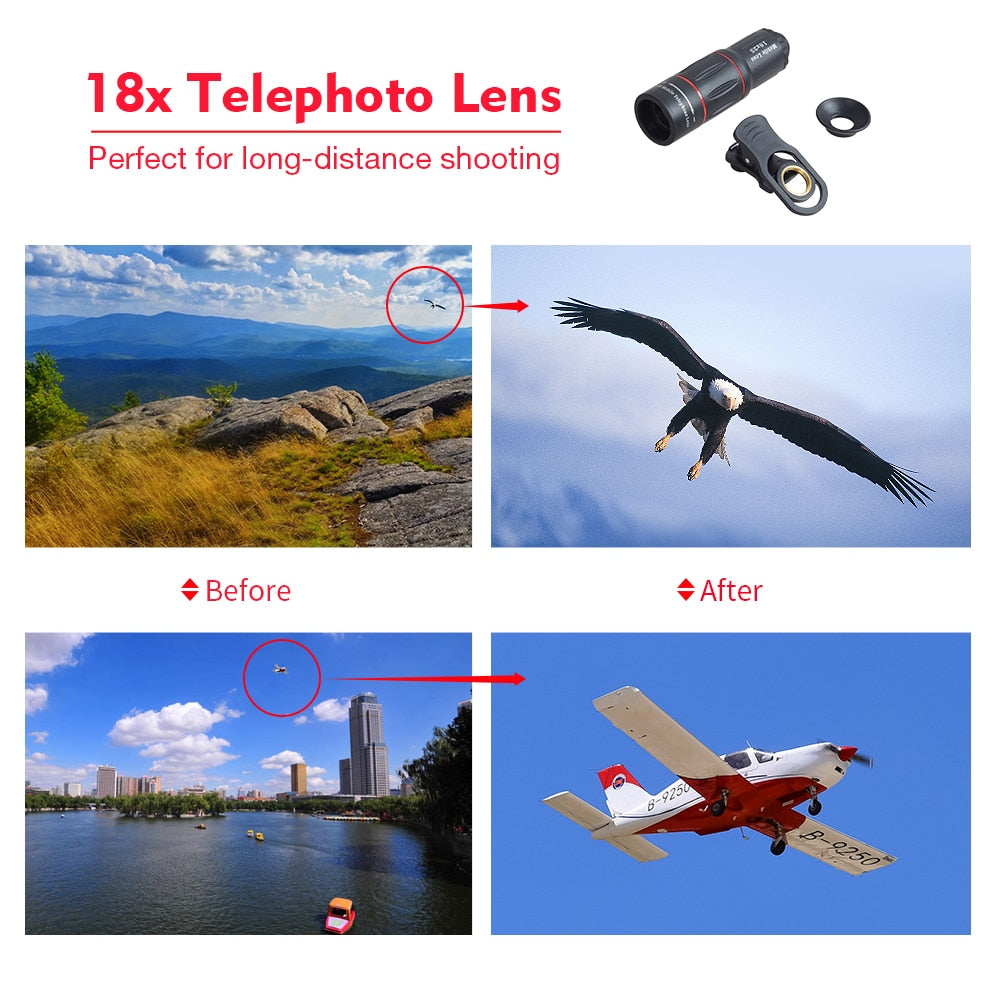 APEXEL Telefon Camera Lens Universal 18X Telescope Zoom Telescope for Mobile Phone - [16 DAY DELIVERY] -