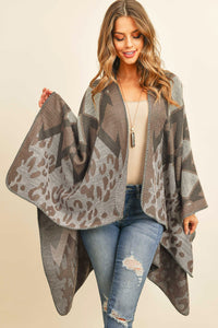 Thumbnail for Riah Fashion - Chevron Leopard Open Front Kimono - 1 COLOR -