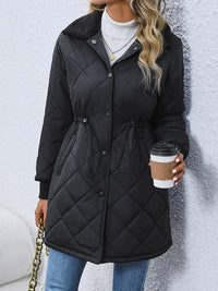 Thumbnail for Drawstring Waist Longline Winter Coat - T - 1 COLOR -