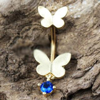 Thumbnail for Gold Double Butterfly Navel Ring -