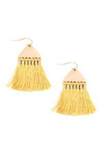 Thumbnail for Thread Tassel Hammered Metal Hook Earrings - 11 COLORS -