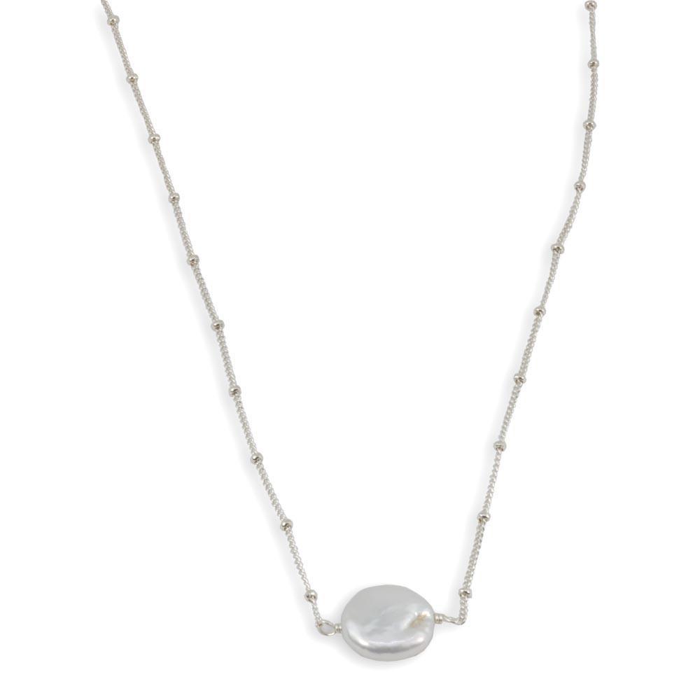 Christy Jean - Coin Pearl Sterling Silver Necklace -