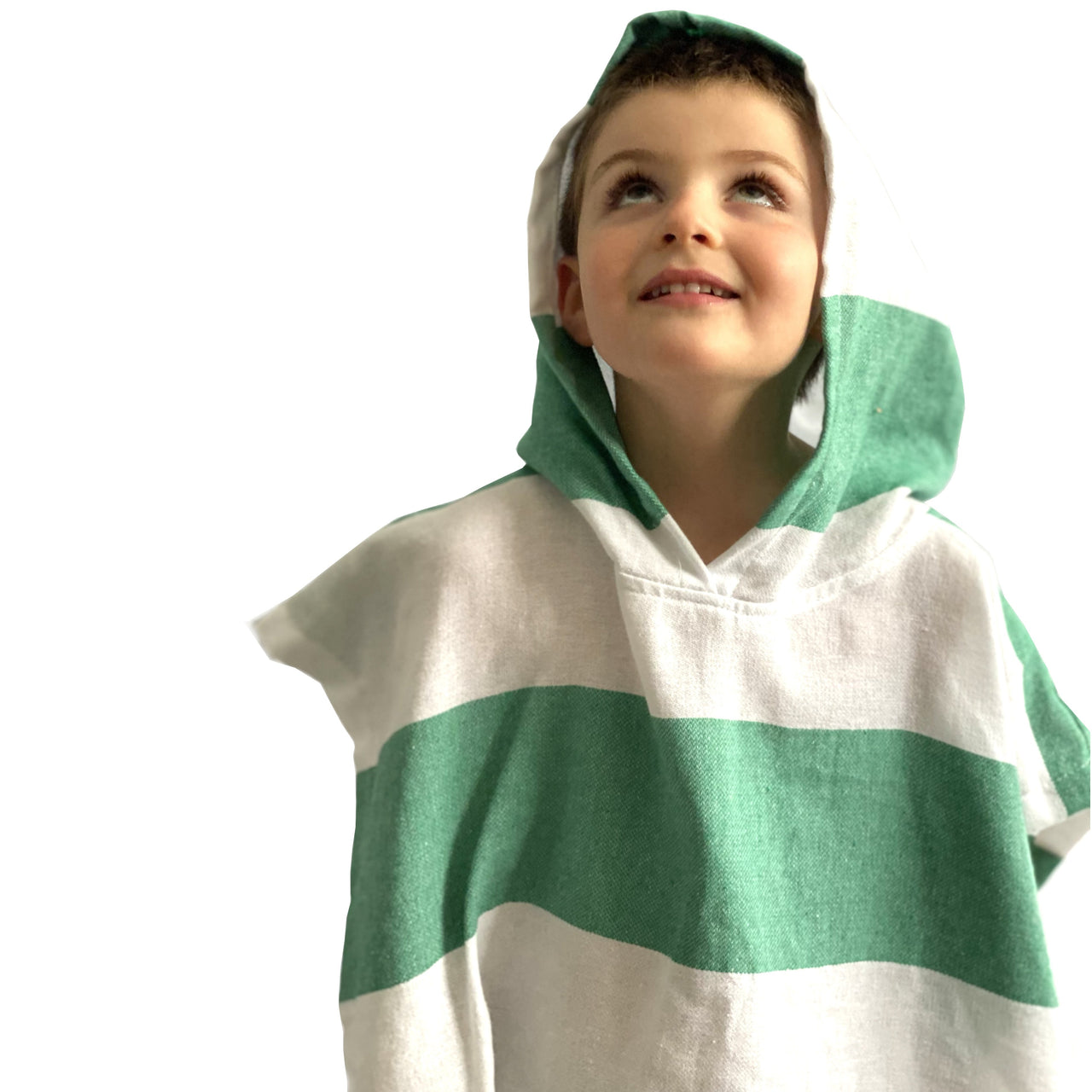 KIDS Hilana upcycled Cotton - Veracruz Hooded Poncho Towel - Green - 1 COLOR -