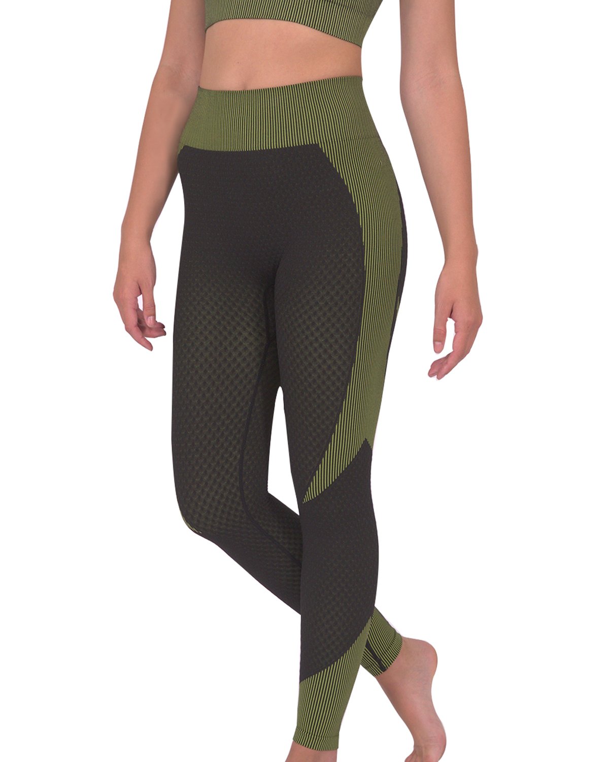 Savoy - Trois Seamless Legging - Black With Green - 1 COLOR -