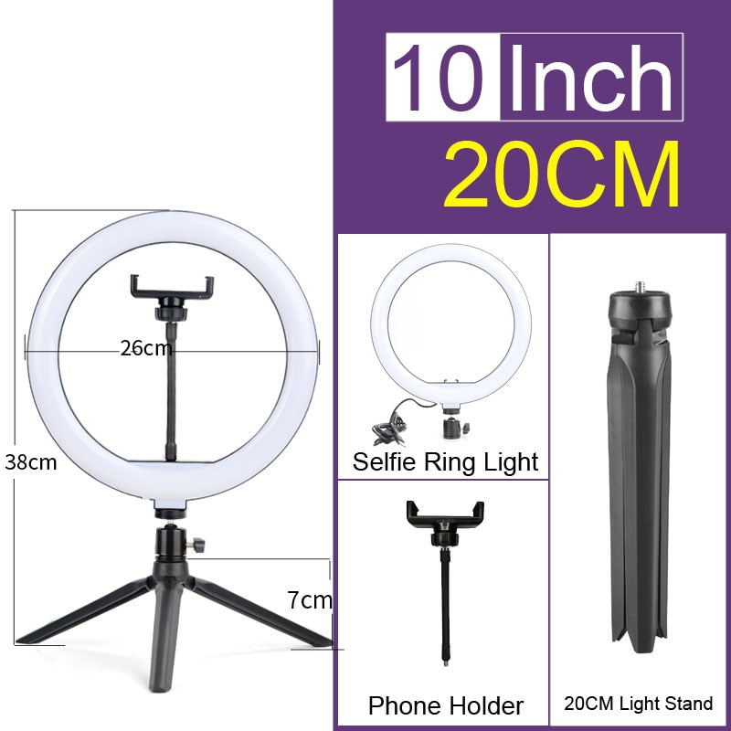 Ringlight for Makeup - Ring Light - LED Selfie Stand - Tripod - Dimmable - YouTube Lamp Photo Video Camera Phone stand - [23 DAY DELIVERY] -  14 SIZES -