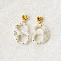 Thumbnail for Golden Rose and Salted Porcelain Pretzel Earrings -