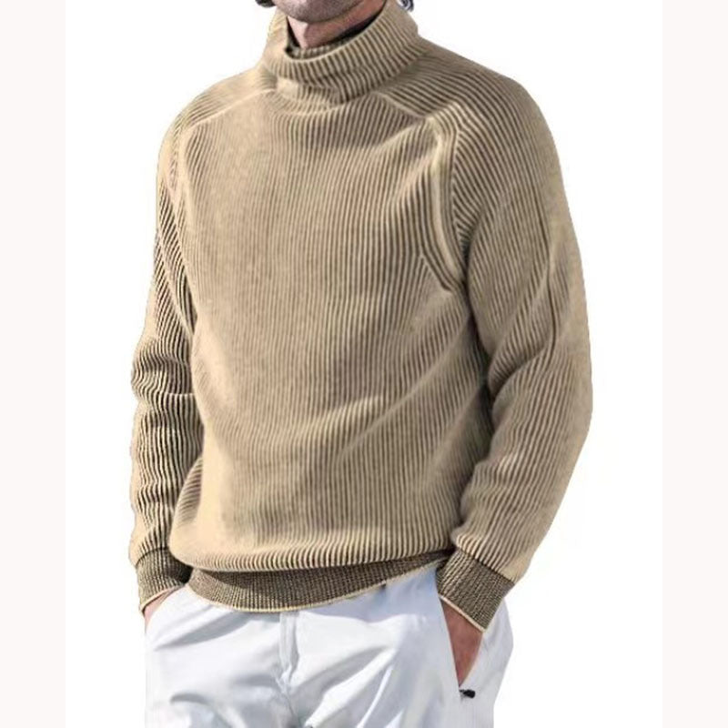 Men's high collar casual long sleeve knitted top - K - 5 COLORS -