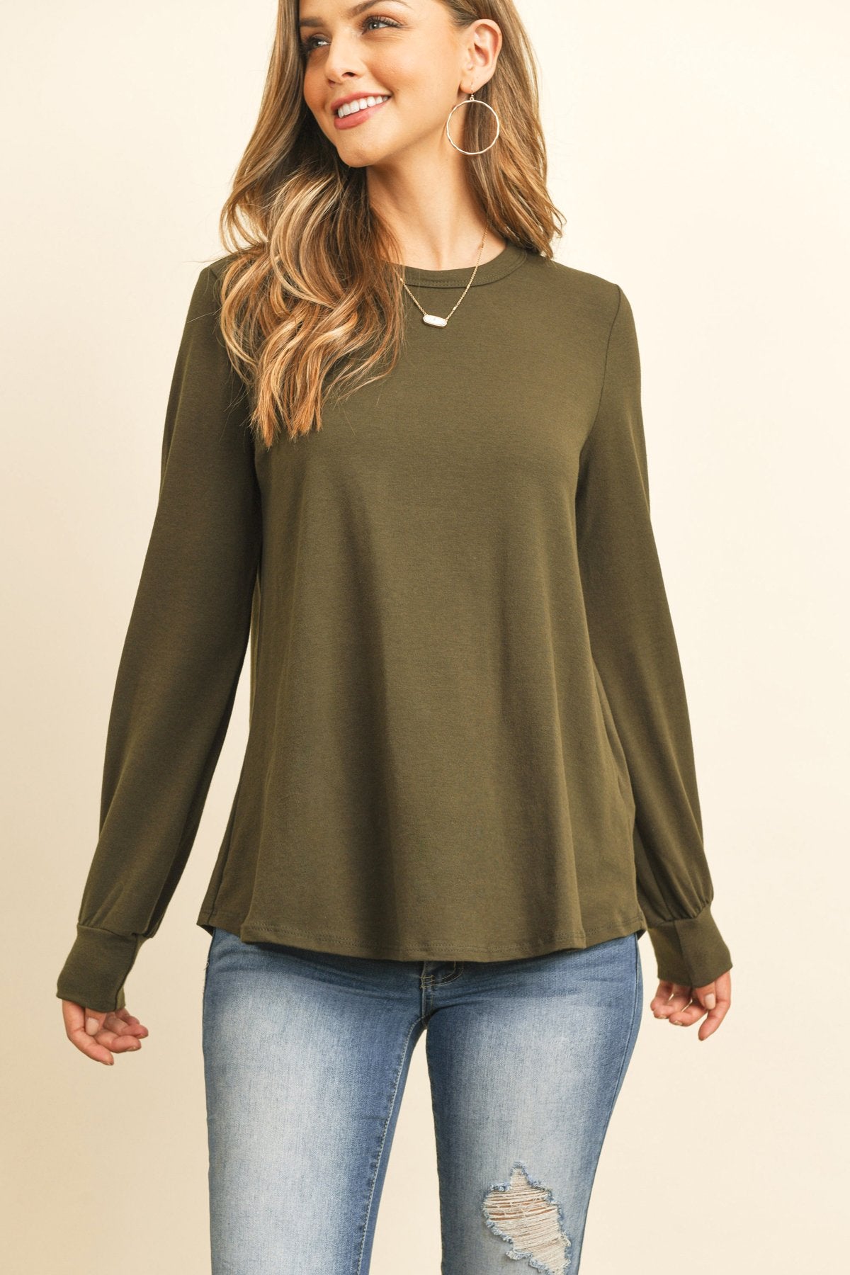 Riah Fashion - Long Sleeve Round Neck Solid Top - 17 COLORS -