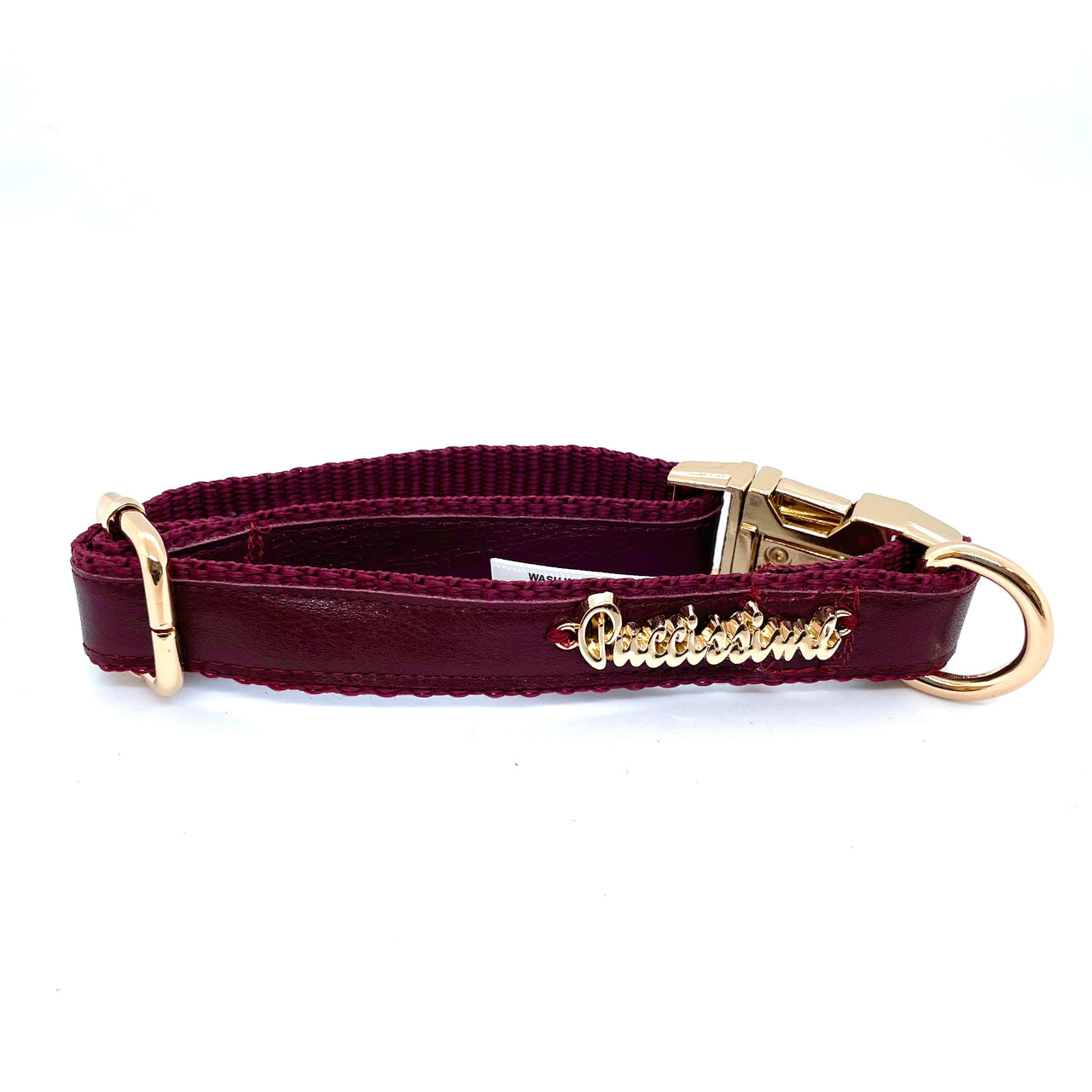 Puccissime - Red Wine Collar, Bow Tie and Leash - 3 PCS. - 4 SIZES -