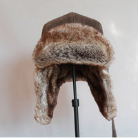 Thumbnail for Winter Hat - Men / Women - Pilot Aviator Bomber Trapper Hat Faux Fur Leather Snow Cap With Ear Flaps - [29 DAY DELIVERY] - 2 COLORS -