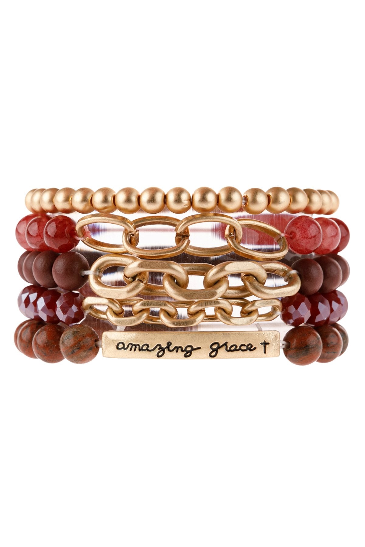 Riah Fashion - "Amazing Grace" Charm Multiline Beaded Bracelet - 8 COLOR STACKS -