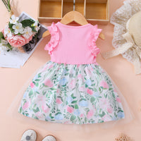 Thumbnail for Baby Girl Floral Bow Detail Dress - T - 5 SIZES - 1 COLOR -