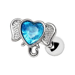 316L Stainless Steel Aqua Heart Elephant Cartilage Earring -