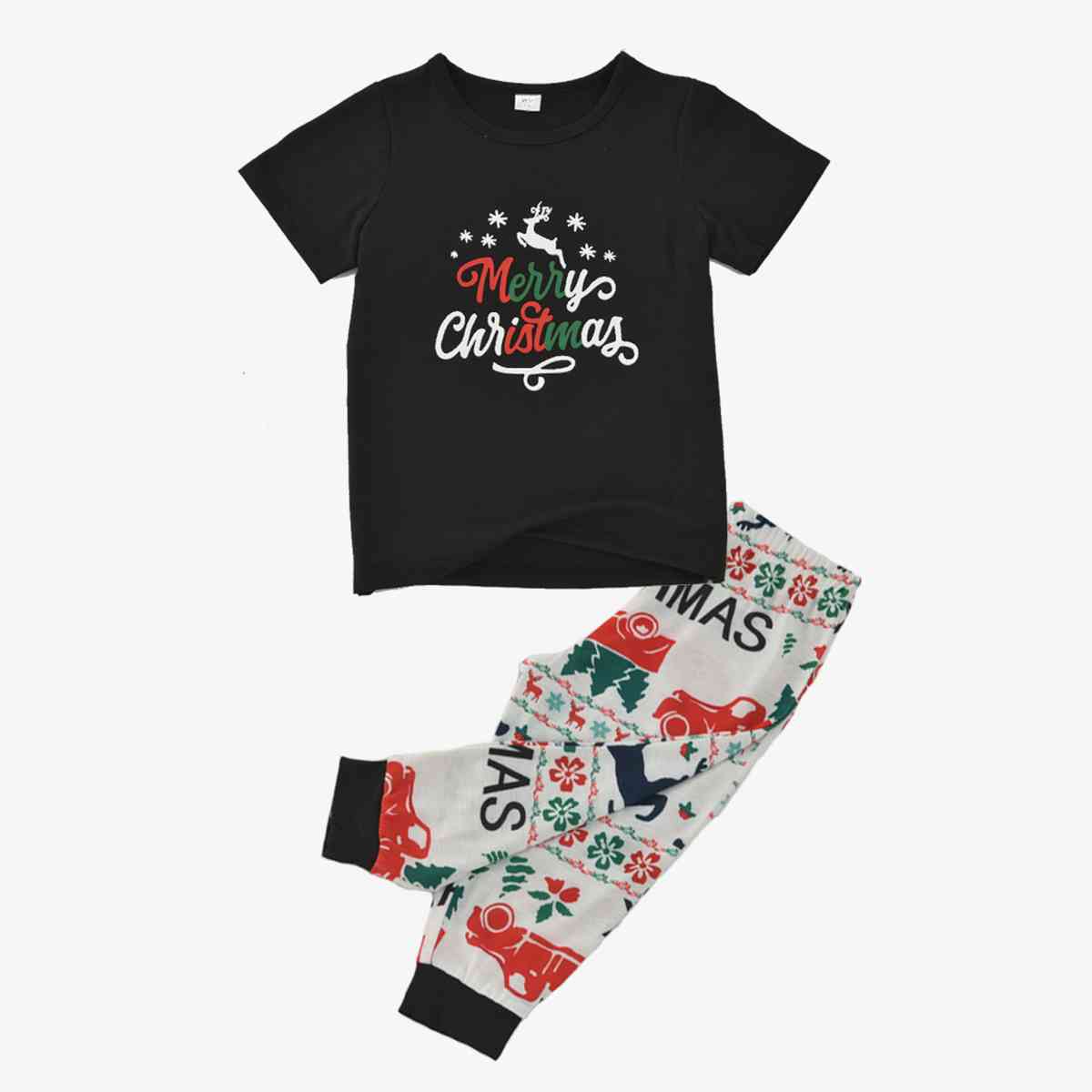 KIDS MERRY CHRISTMAS Graphic Top and Printed Pants Set - T -