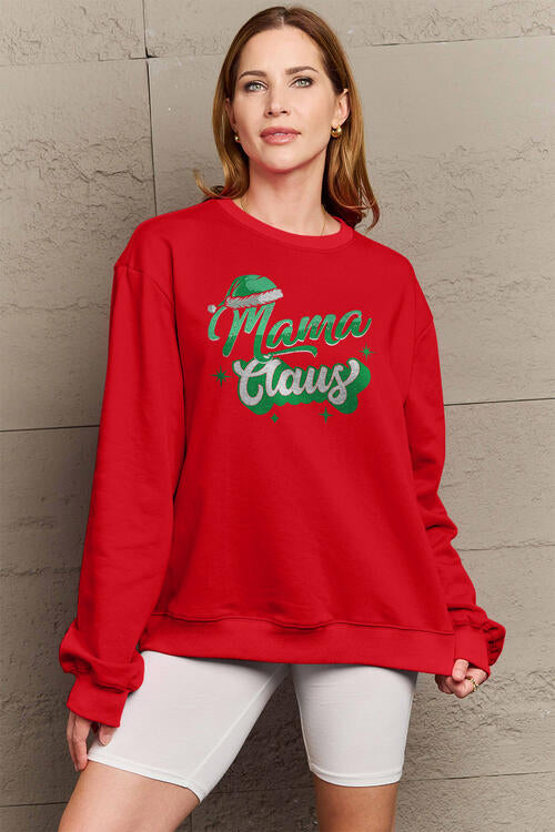 Simply Love Full Size MAMA CLAUS Round Neck Sweatshirt - SIZES S THRU 3XL - T - 2 COLORS -