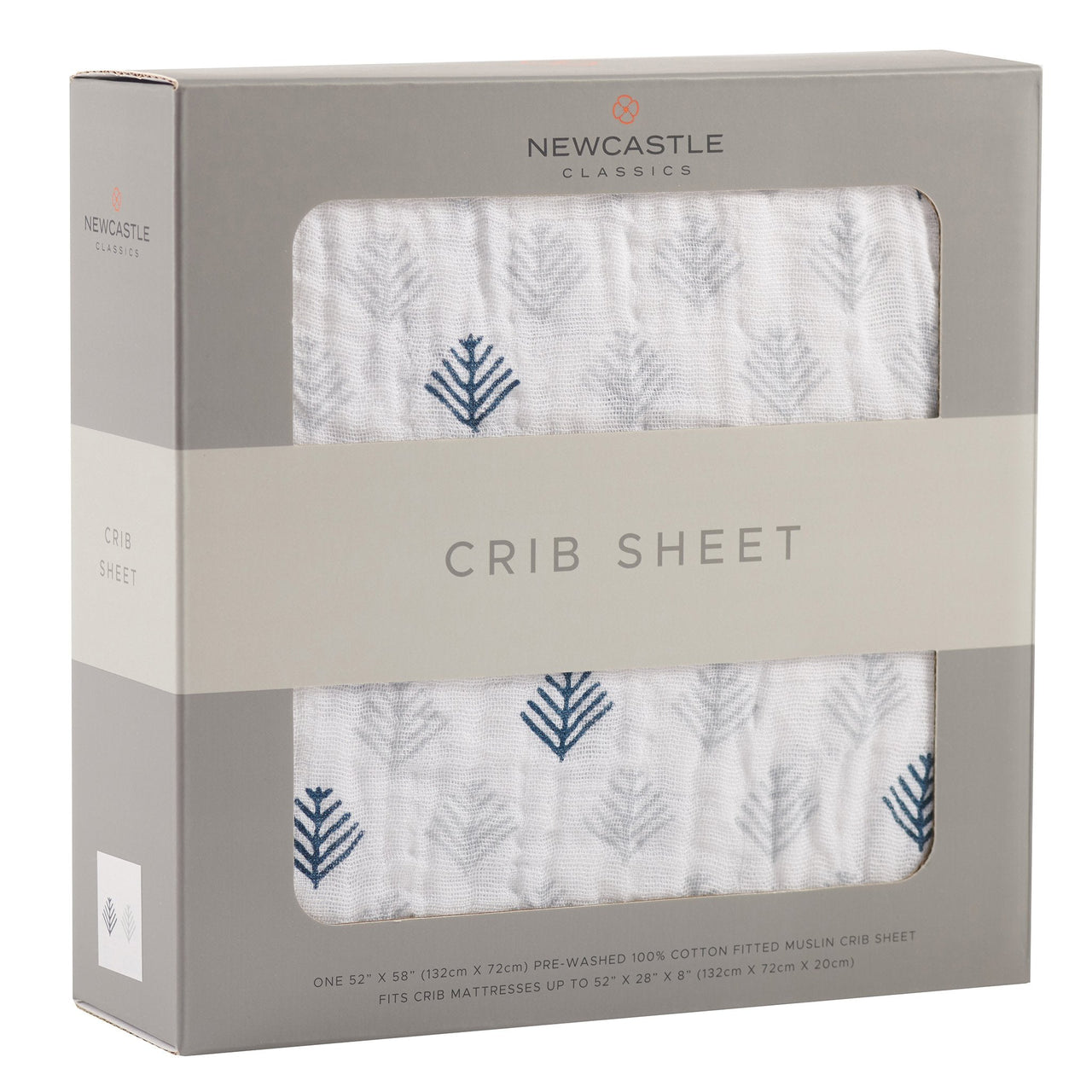 Newcastle - Glacier Branch Cotton Muslin Crib Sheet -