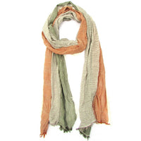 Thumbnail for Red Pomegranate - Turkish Cotton Blend Fringed Hobo Scarf Tobacco/Green/White - 1 COLOR -