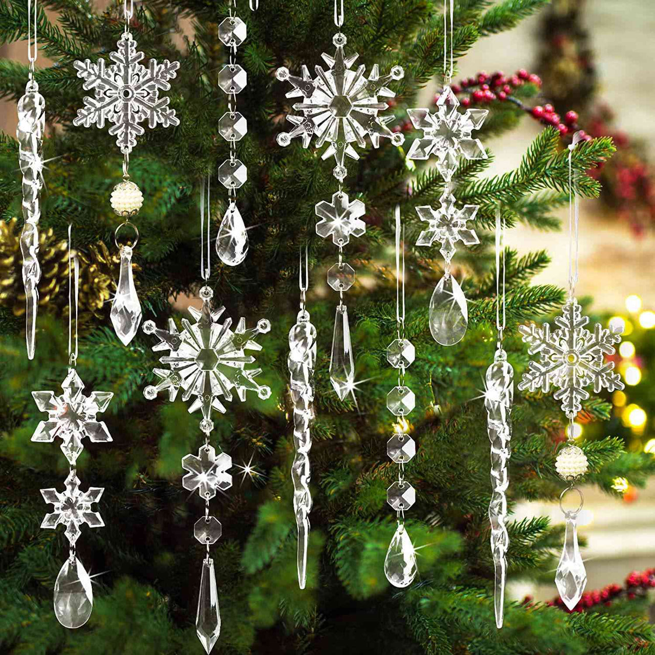 10-Piece Acrylic Icicle Ornaments - 10 PCS. - [5-10 DAY DELIVERY] - T -