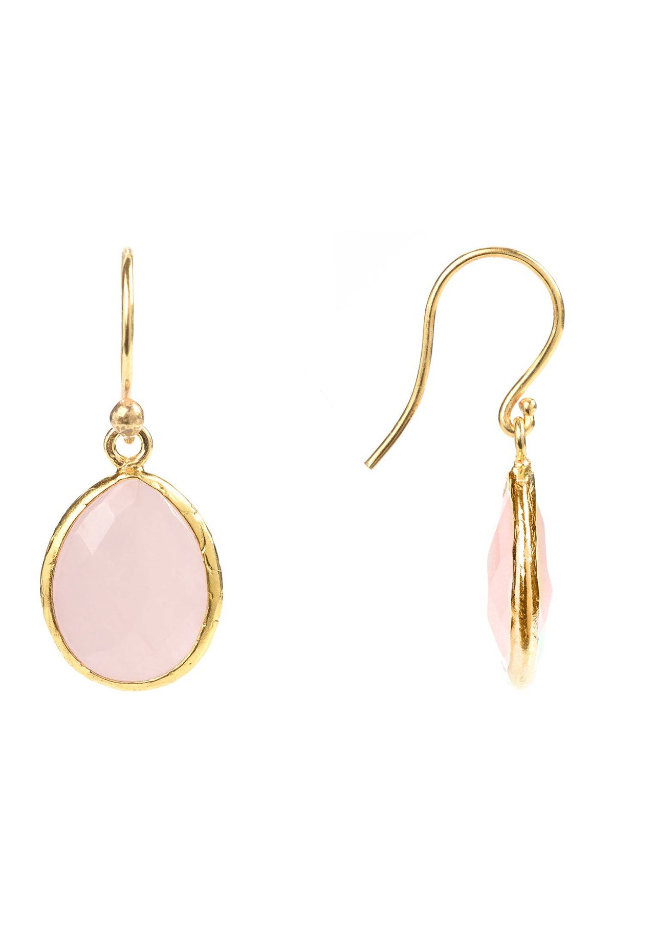 LATELITA - Petite Drop Earrings Rose Quartz Gold -