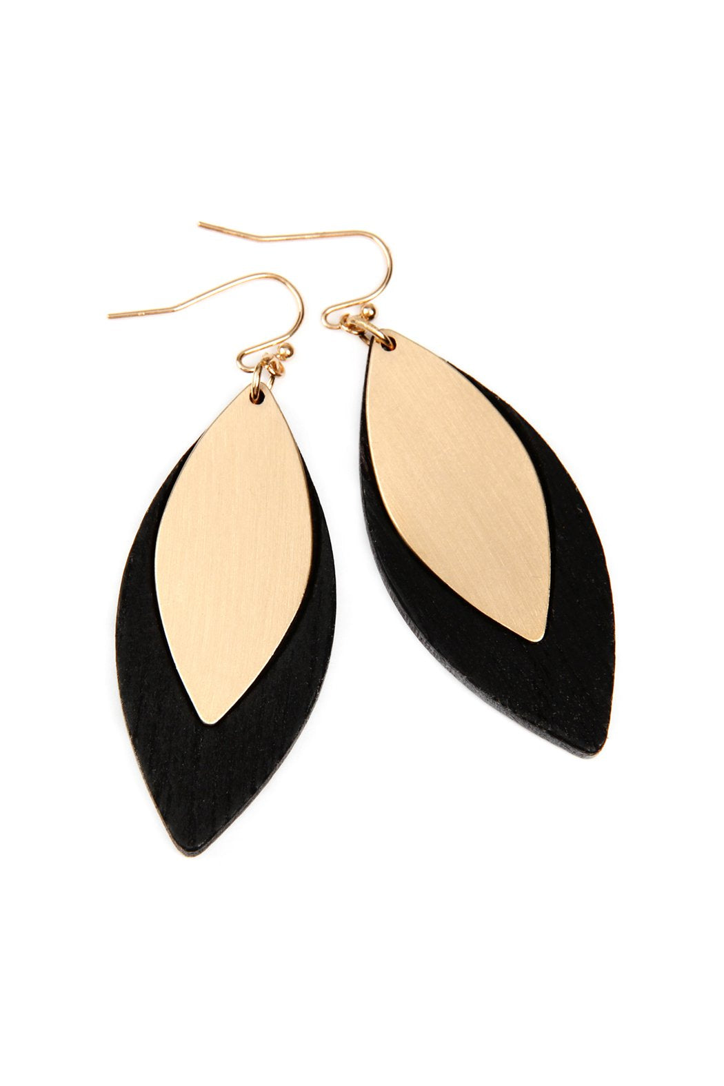 Satin Metal Wood Earrings - 4 COLORS -