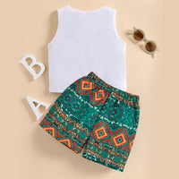 Thumbnail for Graphic Tank and Printed Shorts Set - 2 PCS. - T - 2 COLOR COMBOS -