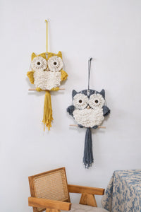 Thumbnail for Hand-Woven Tassel Owl Macrame Wall Hanging - 27.5