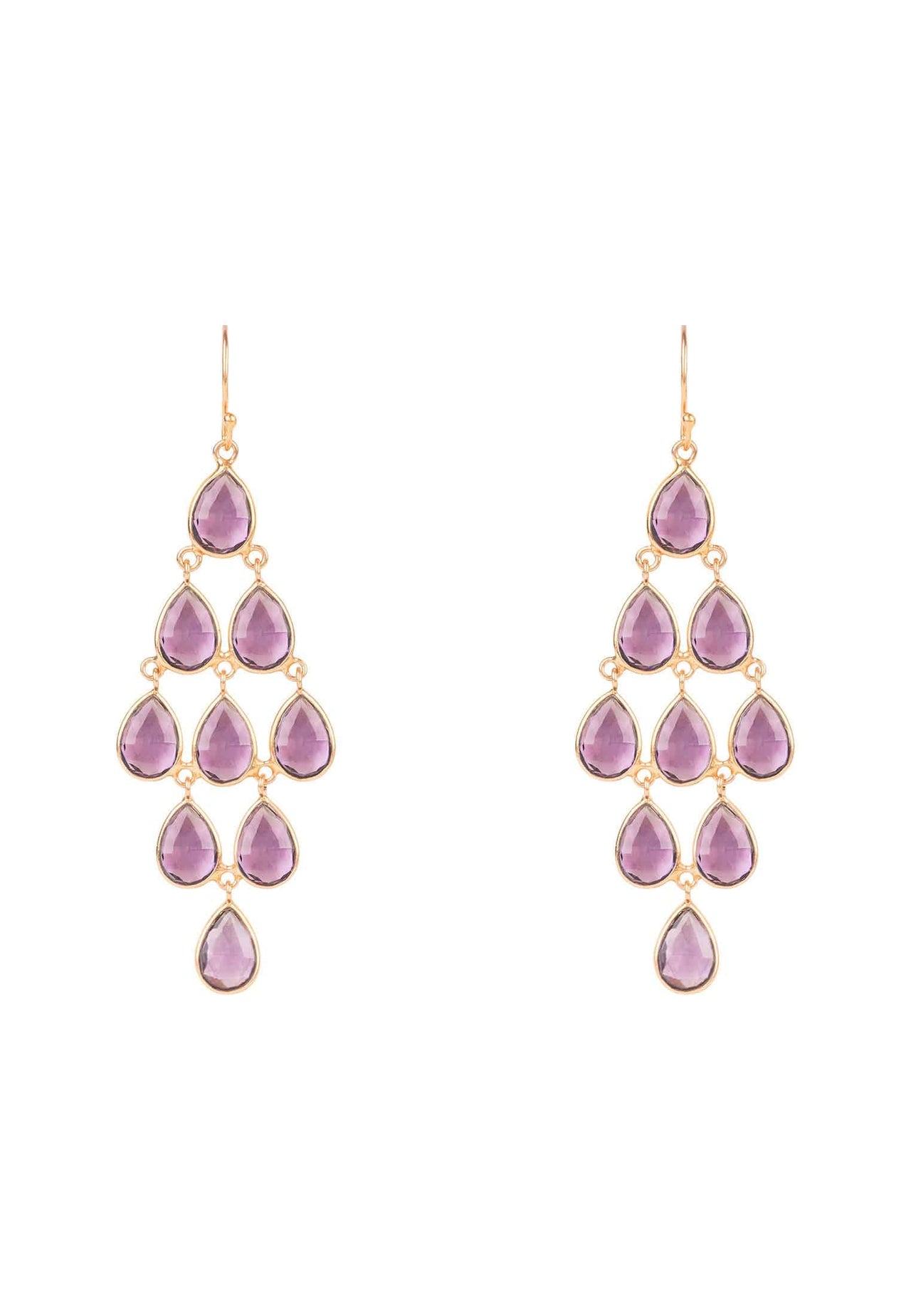 LATELITA - Erviola Gemstone Cascade Earrings Rose Gold Amethyst Hydro -