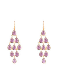 Thumbnail for LATELITA - Erviola Gemstone Cascade Earrings Rose Gold Amethyst Hydro -