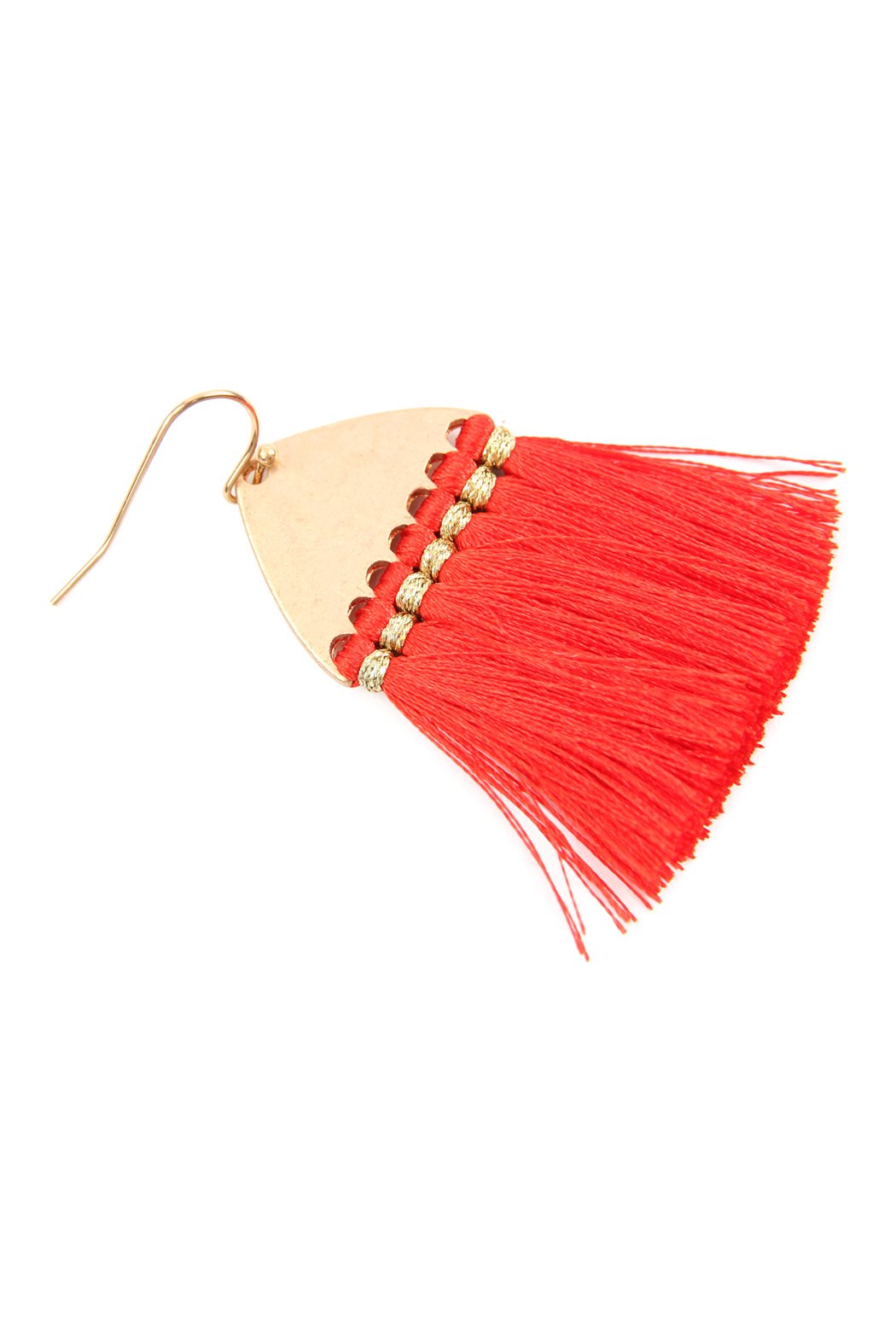 Thread Tassel Hammered Metal Hook Earrings - 11 COLORS -