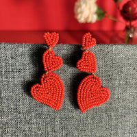 Thumbnail for Bead Stainless Steel Heart Dangle Earrings - T - 2 COLORS -