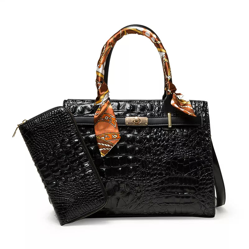 Savoy - Marilyn Women Handle Bag (2 Piece Set) - Black - 1 COLOR -