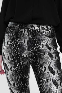 Thumbnail for Q2 - Black Skinny Shiny Printed Pants - 1 COLOR