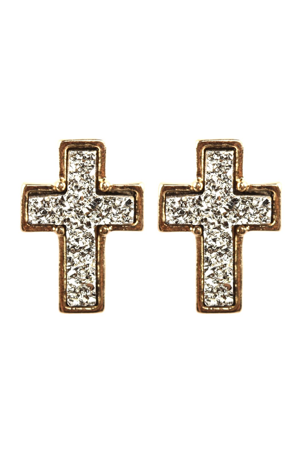 Druzy Cross Post Drop Earrings - 7 COLORS -