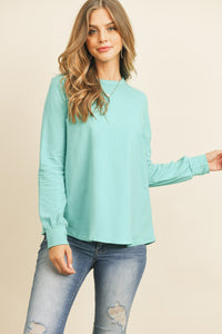 Thumbnail for Riah Fashion - Long Sleeve Round Neck Solid Top - 17 COLORS -