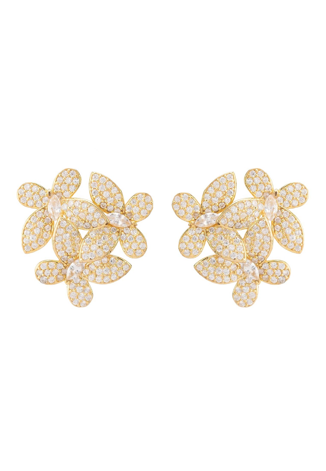 LATELITA - Flowers Large Stud Earrings Gold -