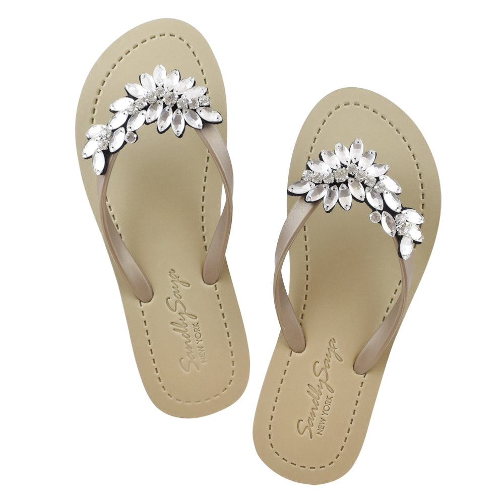 SAND BY SAYA N.Y. - Manhattan Crystal - Rhinestone Flat Flip Flops Sandal - 5 COLORS -