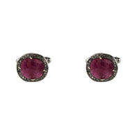 Thumbnail for LATELITA - Ruby Cufflinks / Oxidized Silver Champagne Diamonds -