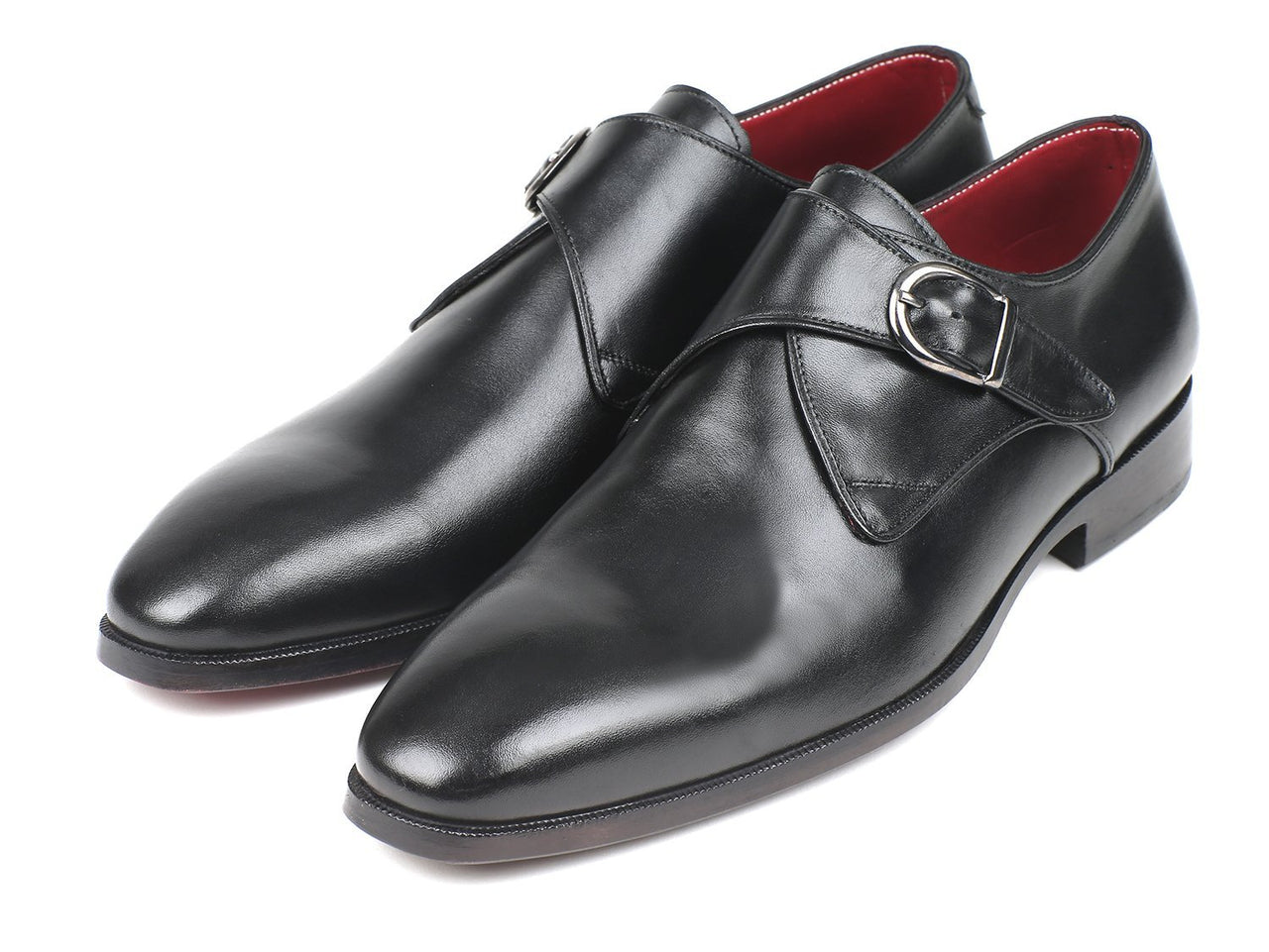 Paul Parkman - Black Leather Single Monkstraps -