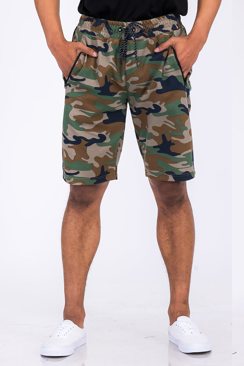 Heathered Cotton Shorts - 1 CAMO COLOR -