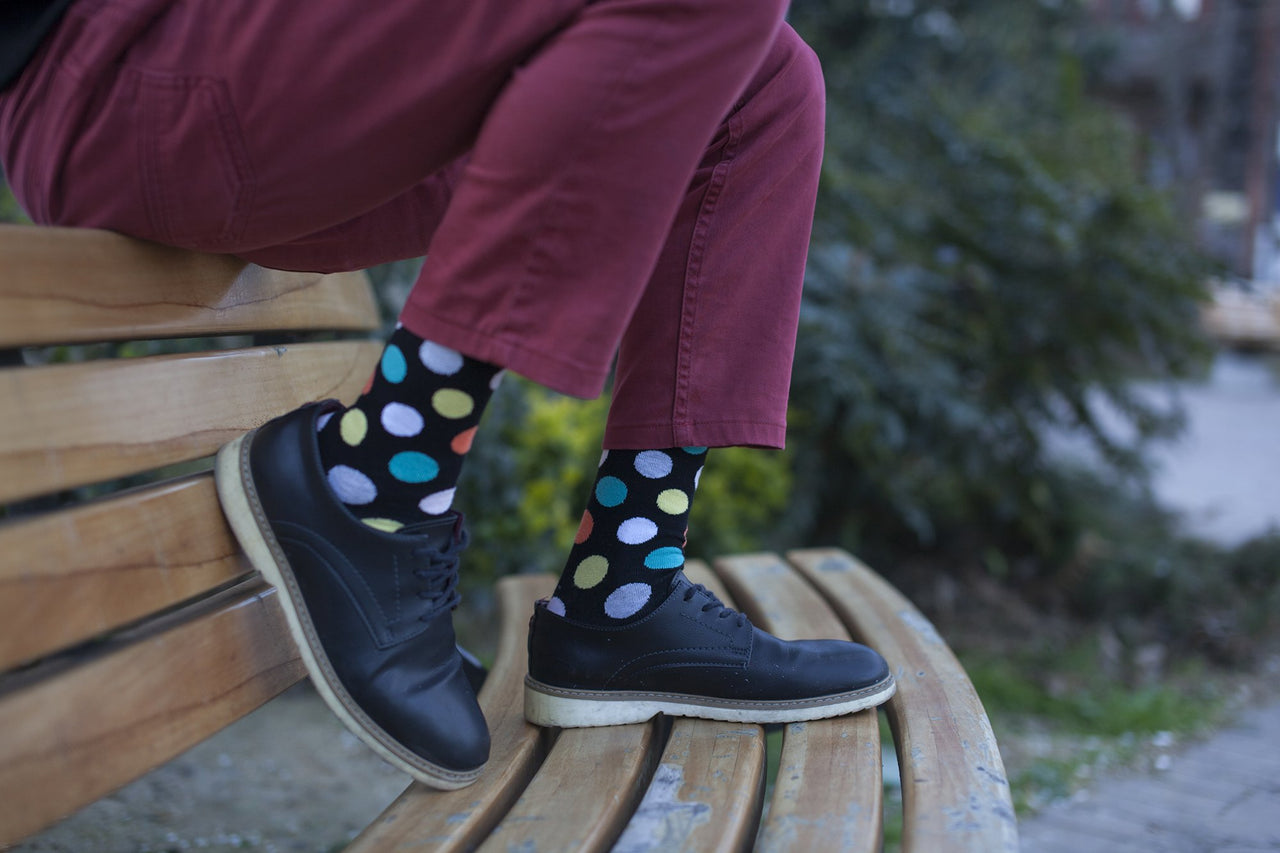 Men's Mixed Black Dot Socks - 1 COLOR -