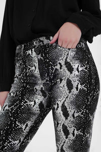 Thumbnail for Q2 - Black Skinny Shiny Printed Pants - 1 COLOR