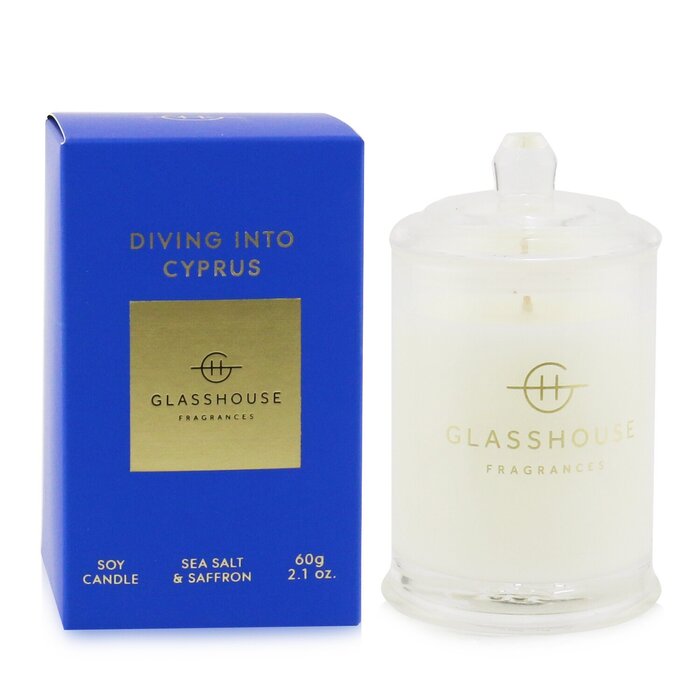 GLASSHOUSE - Triple Scented Soy Candle - Diving Into Cyprus (Sea Salt & Saffron) -