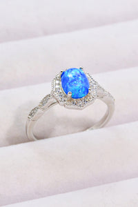 Thumbnail for Opal and Zircon 925 Sterling Silver Ring - T - SIZES 5 THRU 10 - 1 COLOR -